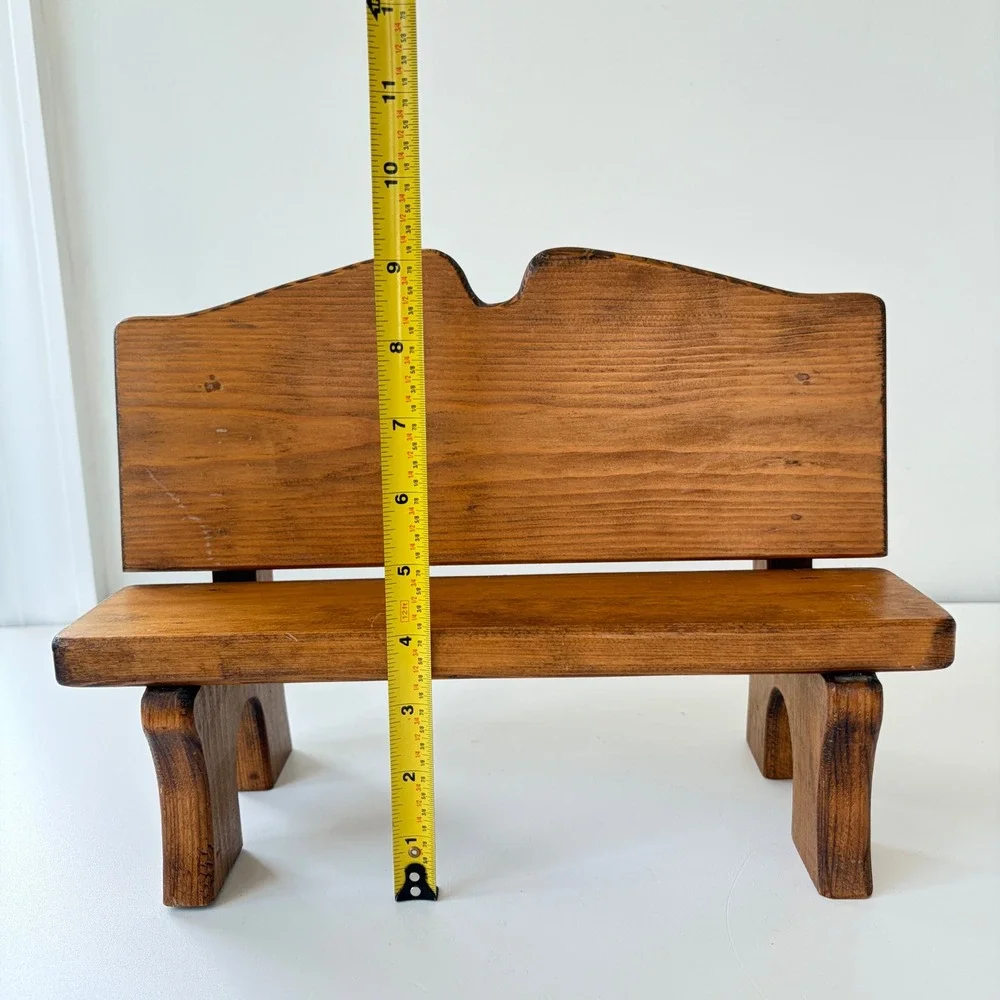 Handcrafted Miniature Wooden Bench Display Riser Rustic Pine Farmhouse Decor